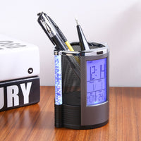 Digital LCD Desk Alarm Clock Pen Holder
