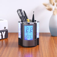 Digital LCD Desk Alarm Clock Pen Holder